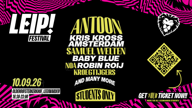 Dit is de line up van LEIP! Festival 2026